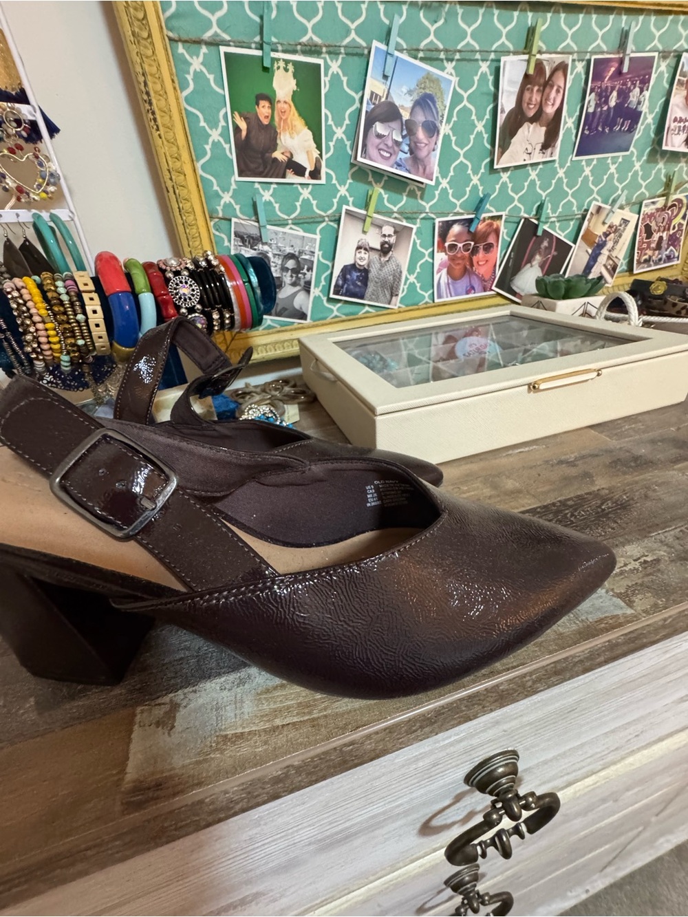 Old Navy Dark Brown Pointed Slingback Heels